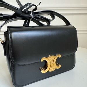 —SOLD—CELINE TEEN TRIOMPHE BAG IN SHINY CALFSKIN BLACK